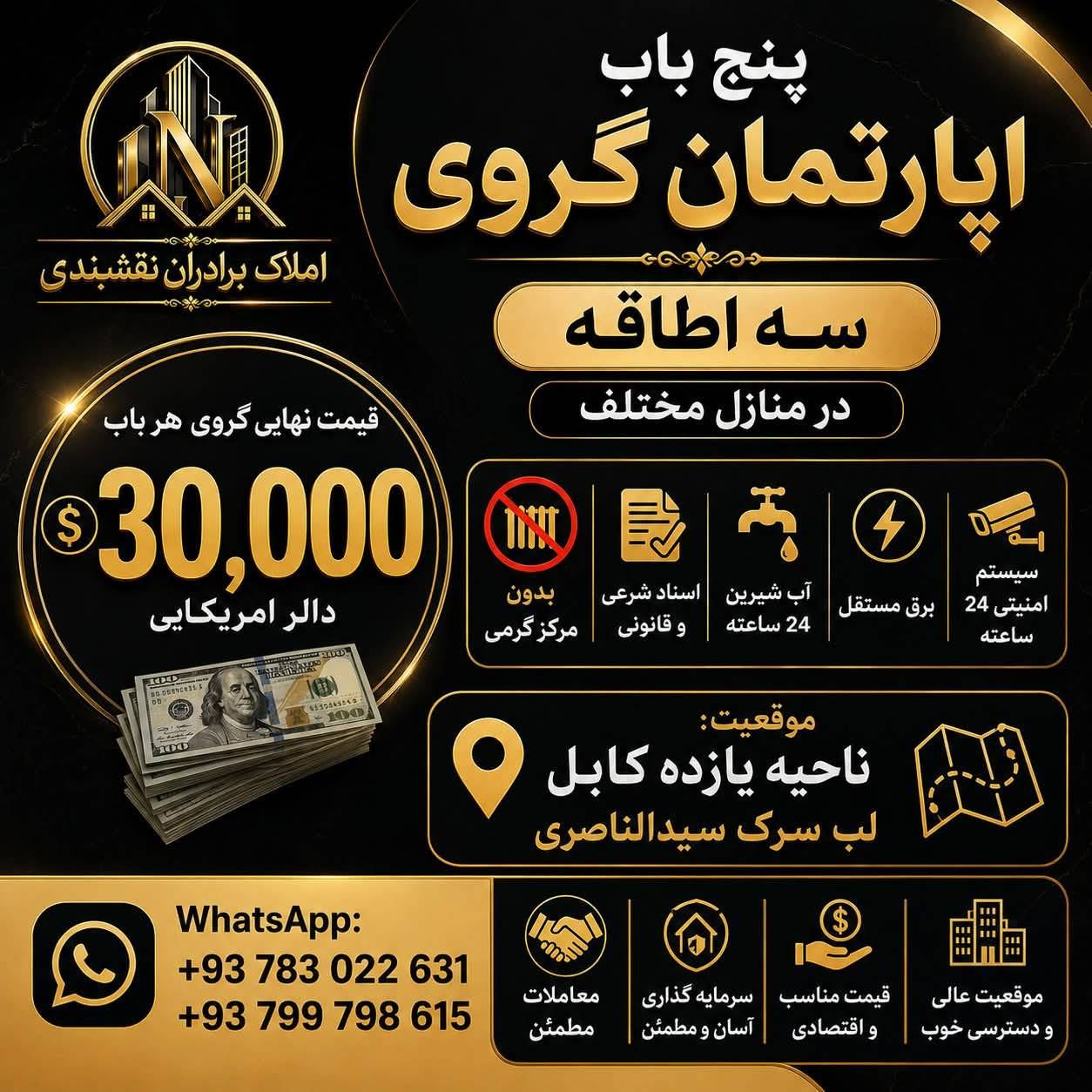 آپارتمان های سه اطاقه گرویی ناحیه یازده، کابل